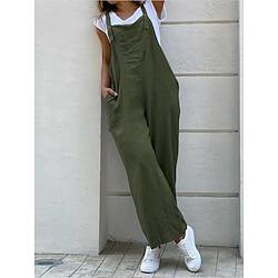 Women's Jumpsuit Pocket Solid Color Square Neck Streetwear Street Daily Regular Fit Sleeveless Black Green Gray S M L Summer Lightinthebox