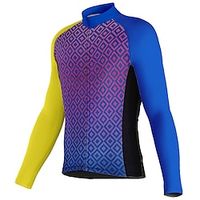 21Grams Men's Cycling Jersey Long Sleeve Bike Top with 3 Rear Pockets Mountain Bike MTB Road Bike Cycling Breathable Quick Dry Moisture Wicking Reflective Strips Blue Geometic Polyester Spandex Sports Lightinthebox - thumbnail