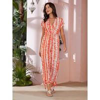 Viscose Geometric Cross Front Drawstring Jumpsuit