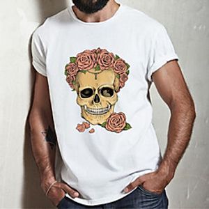 Men's Unisex Tee T shirt Hot Stamping Graphic Prints Skull Plus Size Print Short Sleeve Casual Tops Cotton Basic Fashion Designer Big and Tall White miniinthebox