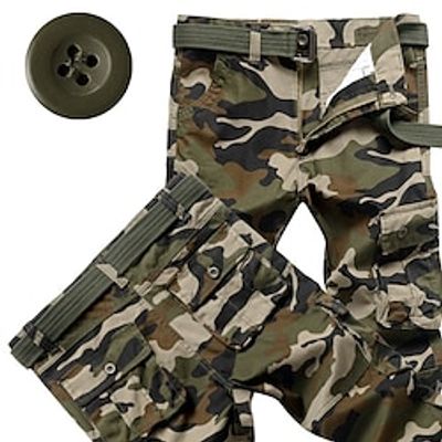 Men's Cargo Pants Cargo Trousers Camo Pants Pocket Plain Camouflage Comfort Breathable Outdoor Daily Going out 100% Cotton Fashion Casual BlackGrey Dark Khaki Lightinthebox