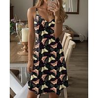 Women's Cami Dress Butterfly Print V Neck Mini Dress Sleeveless Summer Lightinthebox