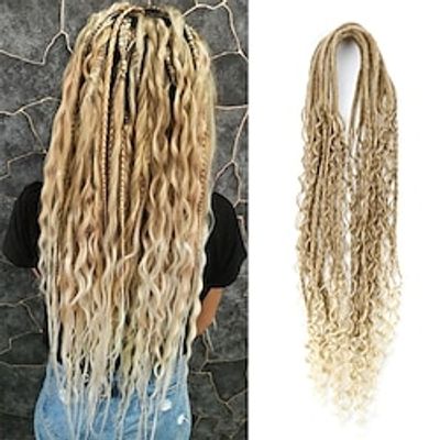 Boho Dreadlocks Synthetic Double Ended Dreadlock Extensions with Boho Box Braids 24inches 10 Strands Thin Boho Soft Light Brown to Blonde DE Dreadlock Extensions Lightinthebox