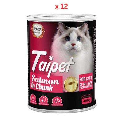 Taipet Cat Canned Wet Food Salmon in Chunk-400g Pack Of 12