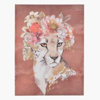 Leopard and Floral Canvas Wall Art - 60x80 cms