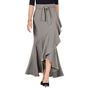 Women's Date Vacation Basic Streetwear Skirts Solid Colored Drawstring Ruffle Blushing Pink Green Light gray miniinthebox