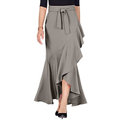 Women's Date Vacation Basic Streetwear Skirts Solid Colored Drawstring Ruffle Blushing Pink Green Light gray miniinthebox