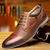 Men's Oxfords Derby Shoes Retro Formal Shoes Walking Casual Daily Leather Comfortable Booties  Ankle Boots Loafer Dark Grey Spring Fall Lightinthebox - thumbnail