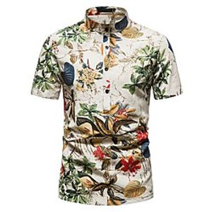 Men's Shirt Graphic Short Sleeve Casual Tops Fashion Vintage Hawaiian Beige miniinthebox