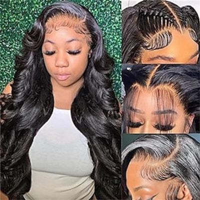 26 Inch Body Wave Lace Front Wigs Human Hair 180% Density 13x6 HD Lace Wigs Pre Plucked Human Hair Wigs for Black Women Natural Black Lightinthebox