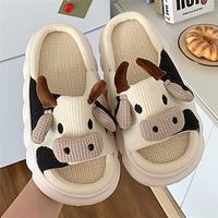 Women's Slippers Home Slipper Warm Fuzzy Slippers Fluffy Slippers Home Platform Cute Linen 3D frog Lightinthebox - thumbnail