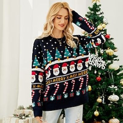 Santa Claus Christmas Trees Masquerade Ugly Christmas Sweater  Sweatshirt Women's Christmas Christmas Carnival Masquerade Christmas Eve Adults Party Christmas 100% Acrylic Top Lightinthebox