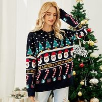 Santa Claus Christmas Trees Masquerade Ugly Christmas Sweater  Sweatshirt Women's Christmas Christmas Carnival Masquerade Christmas Eve Adults Party Christmas 100% Acrylic Top Lightinthebox - thumbnail