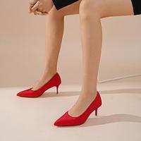 Women's Heels Retro Daily Stiletto Pointed Toe Elegant Vintage Cloth Loafer Black Red Brown Lightinthebox