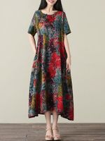 O-NEWE Vintage Printed Irregular Dress