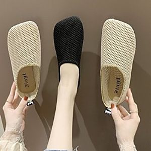 Women's Sandals Comfort Shoes Flat Heel Square Toe Rubber Solid Colored Black Beige miniinthebox