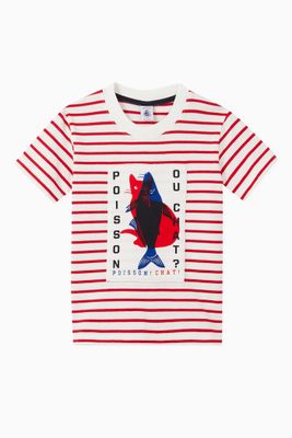 Striped Printed T-shirt in Cotton Striped Printed T-shirt in Cotton