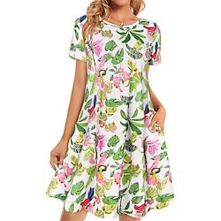 Women's Casual Dress Summer Dress Floral Pocket Print Crew Neck Mini Dress Stylish Daily Date Short Sleeve Summer Lightinthebox