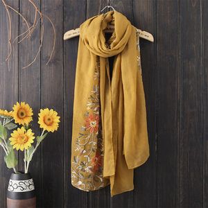 Women Ethnic Style Embroidered Plus Size Scarf