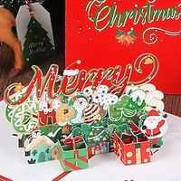 2023 New 40 Types Diy 3D Merry Christmas Tree Santa Claus Folding Greeting Card Christmas Tree Card Christmas Gift Lightinthebox - thumbnail