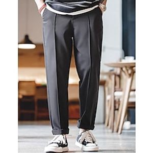 Men's Sweatpants Trousers Pleated Pants Pocket Drawstring Elastic Waist Plain Comfort Breathable Outdoor Daily Going out 100% Cotton Fashion Casual Apricot Gray Lightinthebox