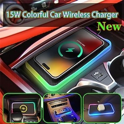 Silicone Car Wireless Charger Anti Slip Pad LED Lamp Compatible With Car Charger 15W Wireless Car Charging Pad Quick Wireless Charging Board Car Colorful Atmosphere Lamp RGB miniinthebox