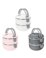 Simplify 48oz Round 2 Tier Stainless Steel Insulated Lunch Box Assorted 1 Pieces