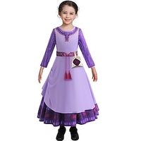 Wish Princess Asha Dress Cosplay Costume Girls' Movie Cosplay Anime Cosplay Purple Dress Belt Bag Carnival Masquerade Polyester Lightinthebox - thumbnail