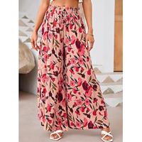 Women's Wide Leg Polyester Floral Black Red Casual Daily Long Weekend Spring Summer Lightinthebox