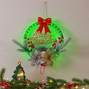 Christmas Wreath Decorations with LED Lights Simulation Red Fruit Pine Hanging Window Ornament Lightinthebox