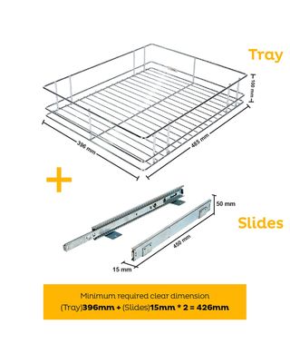 Tansel Pull Out Pantry Stainless Steel Wire Pull Out Drawers L 396 x H 100 x W 485 mm