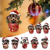 Christmas Tree Ornaments 2D Acrylic Hanging Decorations Xmas Ornament 2023 Crafts Hanging Ornament New Year Festive Party Supplies Room Hanging Decor miniinthebox - thumbnail