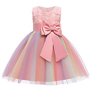 Kids Little Girls' Dress Solid Colored Tulle Dress Party Birthday Mesh Blue Pink Yellow Above Knee Short Sleeve Princess Sweet Dresses Fall Winter Slim 3-10 Years miniinthebox