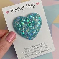1pc, Pocket Hugging Heart Pocket Hugging Love Gift Small Hug Decoration Glass Heart Glitter Heart Gift For Girls Women Valentine's Day, Birthday, Wedding, Party Favors Lightinthebox - thumbnail