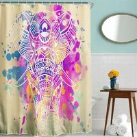 1.8M x 1.8M Fancy Elephant Pattern Printed Waterproof Polyester Shower Curtain With Hooks Set