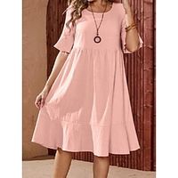 Women's Casual Dress Black Dress Summer Dress Mini Dress Ruched Daily Holiday Date Fashion Modern Crew Neck Half Sleeve 2023 Regular Fit Pink Navy Blue Green Color S M L XL XXL Size Lightinthebox - thumbnail