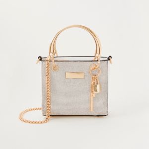 Sasha Embellished Crossbody Bag with Detachable Strap and Zip Closure
