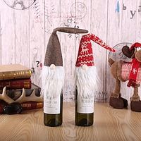Christmas Wine Bottle Bags Cover, Cute Red Wine Bottle Decorations Bag, Cartoon Christmas Decoration Wine Gift Felt Bag For Hotel Kitchen Table Decoration Lightinthebox - thumbnail