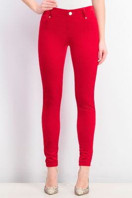 Womens Velvet Skinny Pants Red Womens Velvet Skinny Pants Red