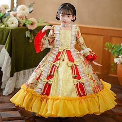 Gothic Rococo Vintage Inspired Medieval Dress Party Costume Masquerade Princess Shakespeare Girls' Cosplay Costume Ball Gown Halloween Party Birthday Holiday Dress miniinthebox