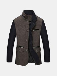 Wool Zipper Pocket Jacket Coat