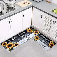 Sunflowers Farmhouse Area Rug Kitchen Mat Non-Slip Oil Proof Floor Mat Livingroom Rug Indoor Outdoor Mat Bedroom Decor Bathroom Mat Entrance Rug Door Mat Black White Lightinthebox - thumbnail