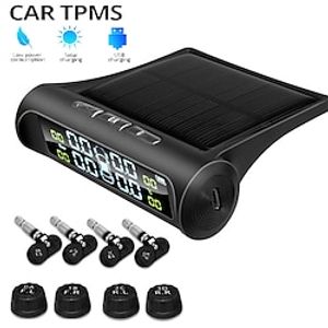 Solar Power TPMS Car Tire Pressure Alarm Monitor System Auto Security Alarm Systems Tyre Pressure Temperature Warning Lightinthebox