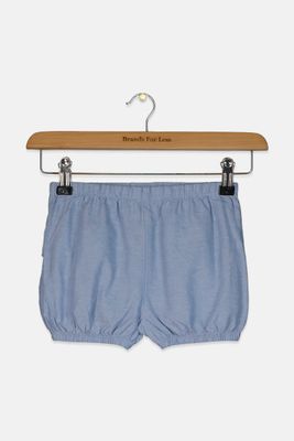 Toddler Girls Ruffle-Back Chambray Cotton Shorts Blue Toddler Girls Ruffle-Back Chambray Cotton Shorts Blue