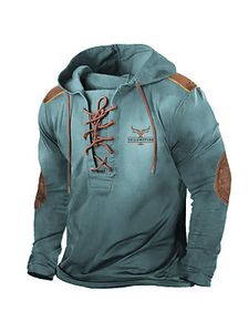 Men's Vintage Western Yellowstone Drawstring Hooded T-Shirt