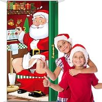 Christmas Santa Door Covers Door Tapestry Door Curtain Decoration Xmas Backdrop Door Banner for Front Door Christmas Holiday Party Decor Supplies miniinthebox - thumbnail
