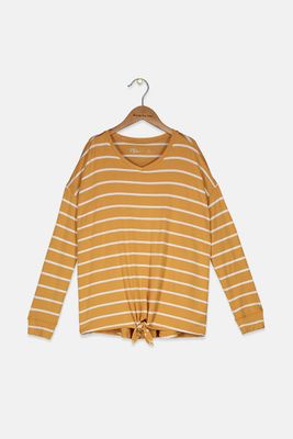 Kids Girl Stripe Tops Gold/White Kids Girl Stripe Tops Gold/White