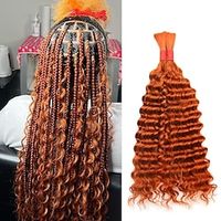 2 Bundle Deep Wave Bulk Human Hair for Braiding No Weft 18 100g(2bundles1pack) Unprocessed Brazilian Virgin Human Hair Wet and Wavy Bulk Braiding Hair Deep Bulk Human Hair Braids Extension 350# Ginger Color Lightinthebox - thumbnail