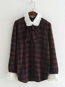 Casual Plaid Patchwork Lapel Women Shirts