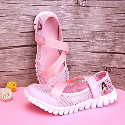 girls' shoes, summer breathable mesh, little princess girl sports shoes, large children's soft-soled non-slip hollow single mesh shoes miniinthebox
